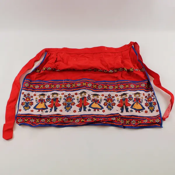Vintage Red Kolf Austrian Folk Art Kitchen Apron Collectible Textile