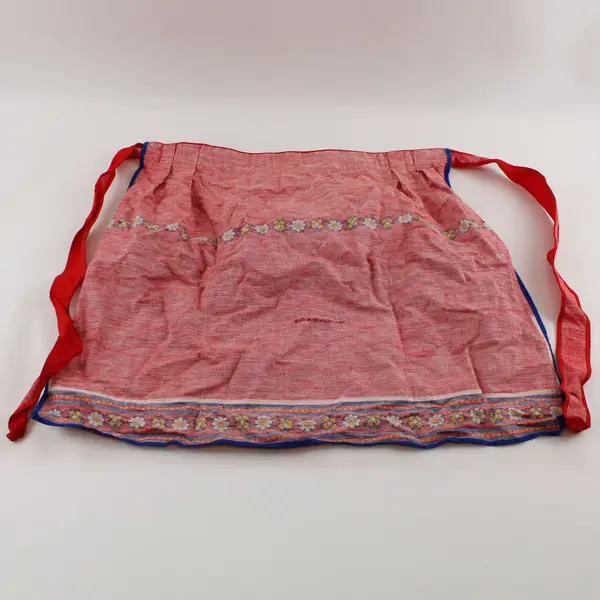 Vintage Red Kolf Austrian Folk Art Kitchen Apron Collectible Textile
