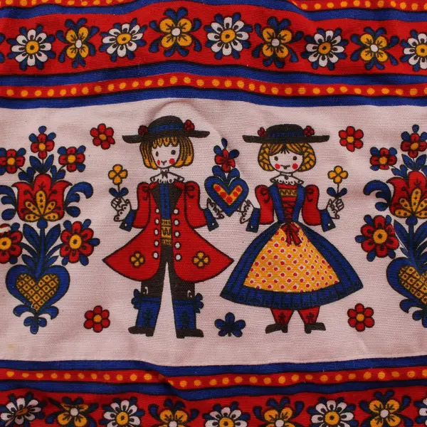 Vintage Red Kolf Austrian Folk Art Kitchen Apron Collectible Textile