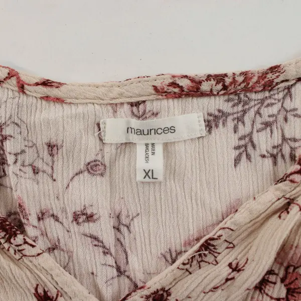Maurices Womens XL Cream Floral V-Neck 3/4 Sleeve Blouse
