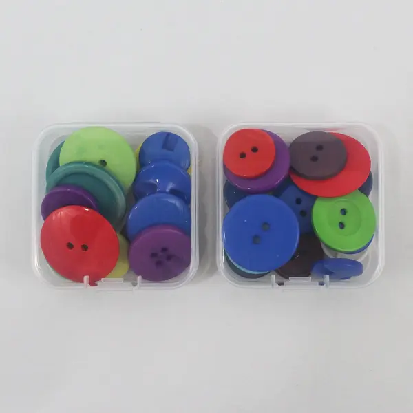 Lot of 2 Plastic Containers Assorted Multicolor Buttons Sewing Craft