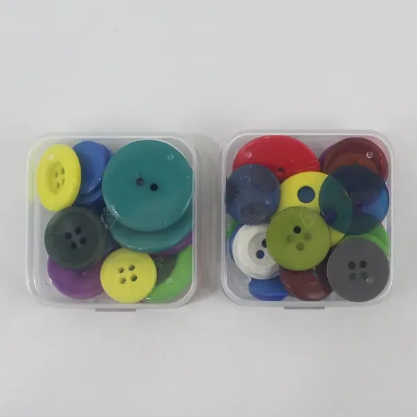Lot of 2 Plastic Containers Assorted Multicolor Buttons Sewing Craft