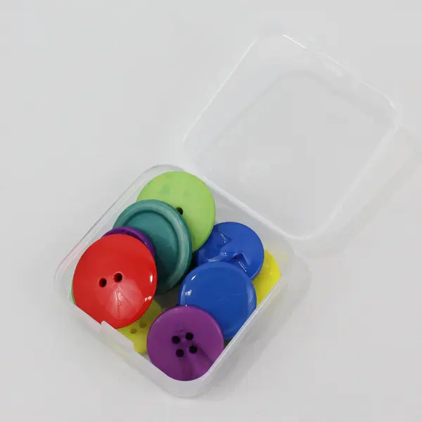Lot of 2 Plastic Containers Assorted Multicolor Buttons Sewing Craft