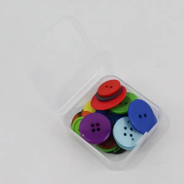 Lot of 2 Plastic Containers Assorted Multicolor Buttons Sewing Craft