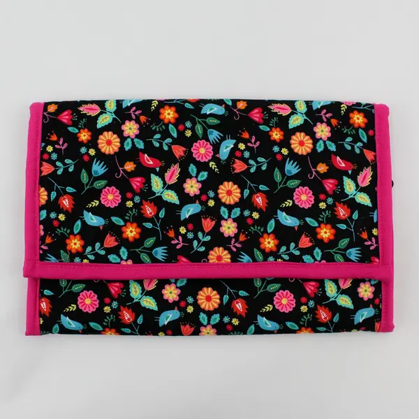 Large Fabric Floral Folding Crafts/Jewelry Bag, Greypuff Creations, 7.8"x12" 
