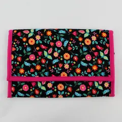 Large Fabric Floral Folding Crafts/Jewelry Bag, Greypuff Creations, 7.8"x12" 