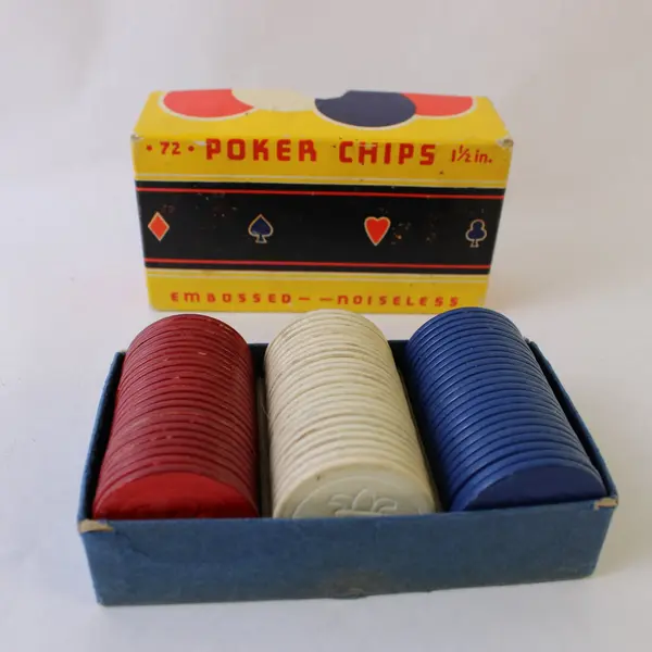 Vintage Embossed Noiseless Poker Chips Set CD Baird & Co 71 pcs