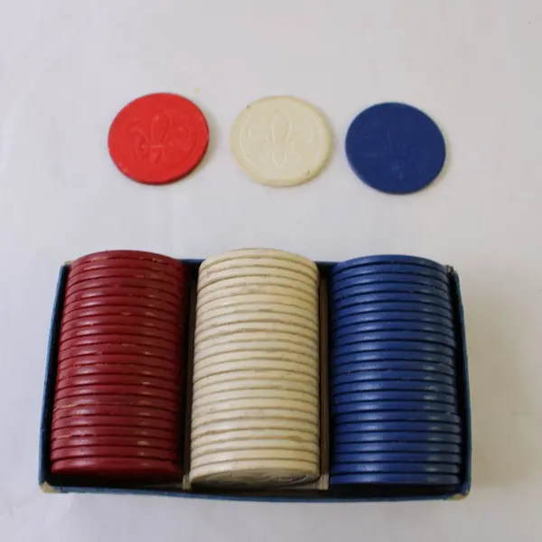 Vintage Embossed Noiseless Poker Chips Set CD Baird & Co 71 pcs