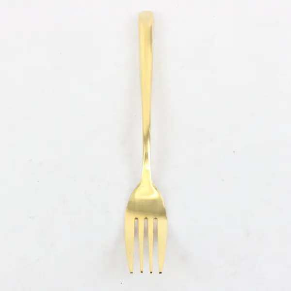 Gold-Plated Stainless Dinner Fork Sleek Rounded Paddle-Style Handle 8" Good