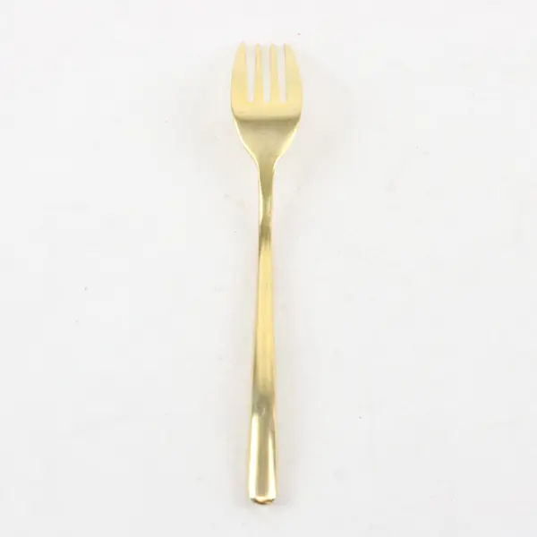 Gold-Plated Stainless Dinner Fork Sleek Rounded Paddle-Style Handle 8" Good