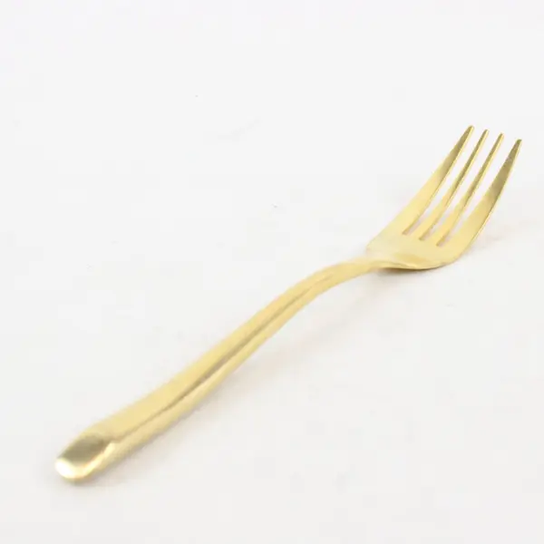 Gold-Plated Stainless Dinner Fork Sleek Rounded Paddle-Style Handle 8" Good