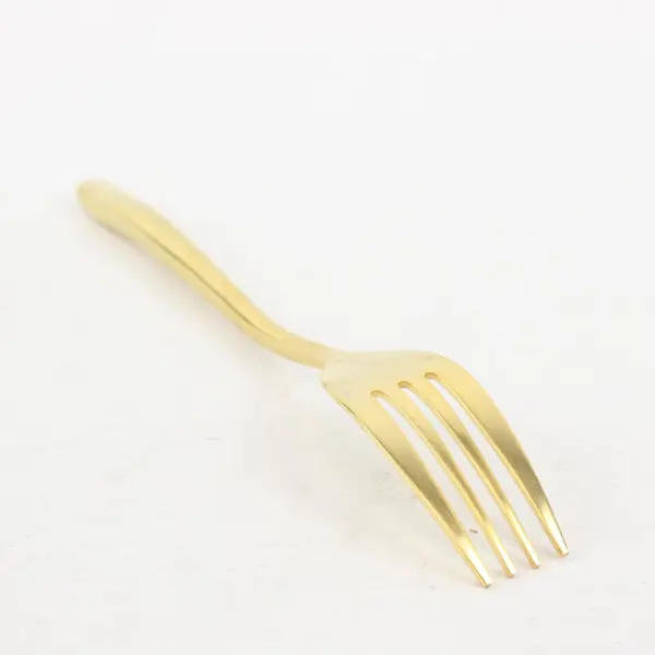 Gold-Plated Stainless Dinner Fork Sleek Rounded Paddle-Style Handle 8" Good