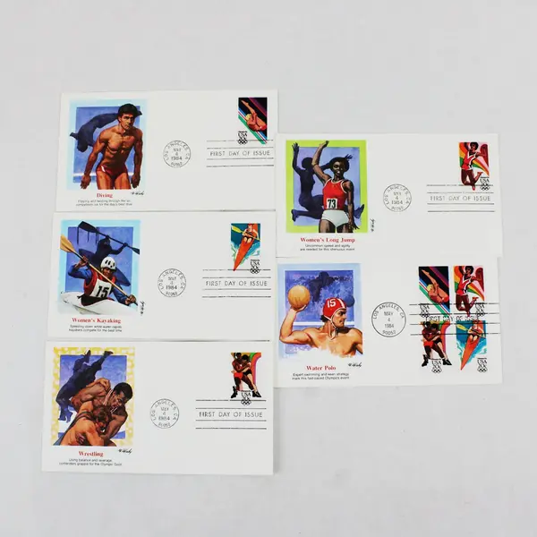 Lot Of 5 Olympics 84 Stamps 1984 SC #2082-85 First Day Covers Fleetwood Cachet