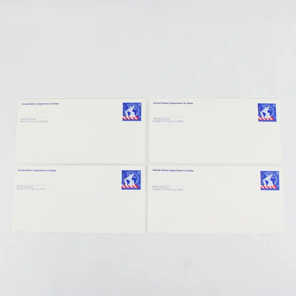 Lot of 4 1992 US SC#UO86 Official Mail Envelope 52c 