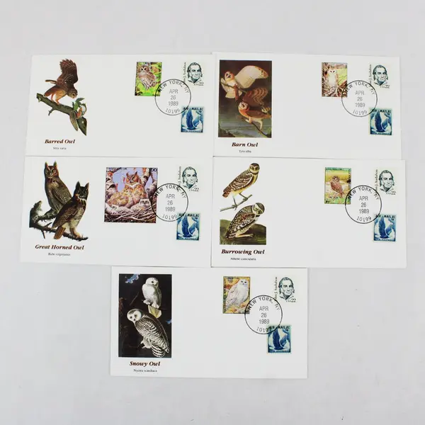 Set of 5 National Audubon Society Conservation Stamp FDC Fleetwood Cachet 1989