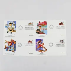 Set Of 4 Christmas Toy Stamps 1992 Fleetwood First Day Covers Sheet Issue