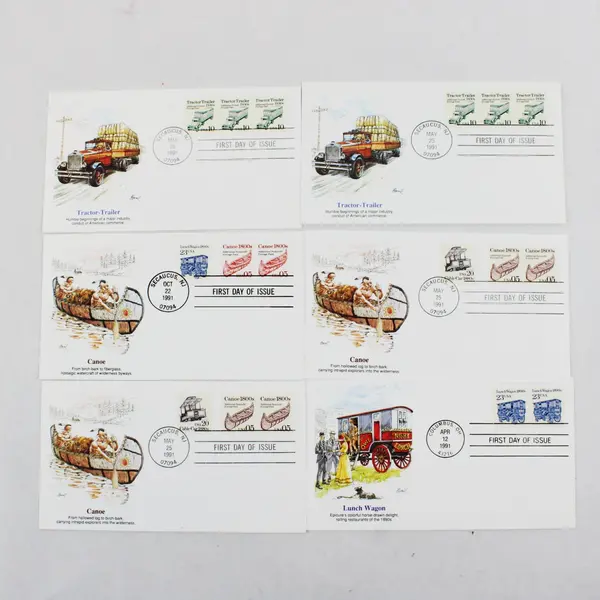 Lot Of 6 Transportation Stamp 1991 Fleetwood First Day Covers