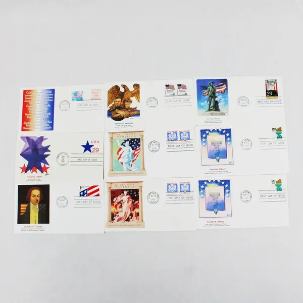 Lot Of 9 US History Stamp 1991 Fleetwood First Day Covers