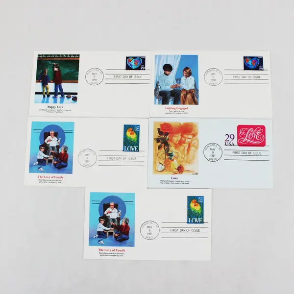 Fleetwood Lot of 5 Love First Day Covers Mixed Designs 1991 Issue