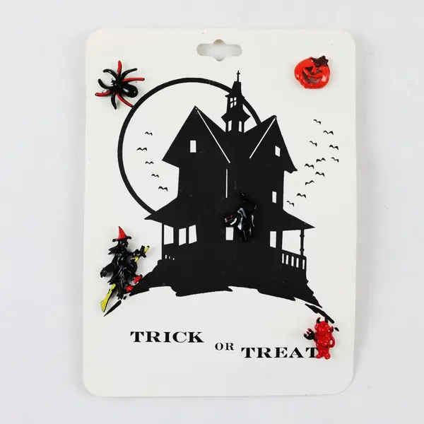 Set of 5 Vintage Enamel Halloween Lapel Pins
