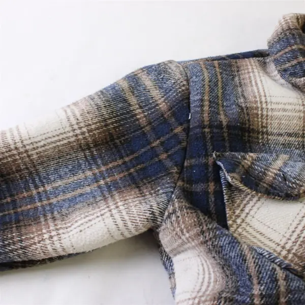 1826 Kids Sherpa Lined Blue Brown Plaid Button Down Coat