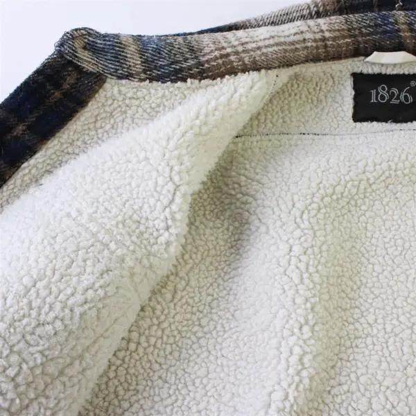 1826 Kids Sherpa Lined Blue Brown Plaid Button Down Coat