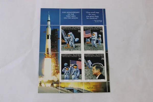 Set Of 2 Marshall Islands 25th Anniversary First Man On Moon Stamp Sheets #586b