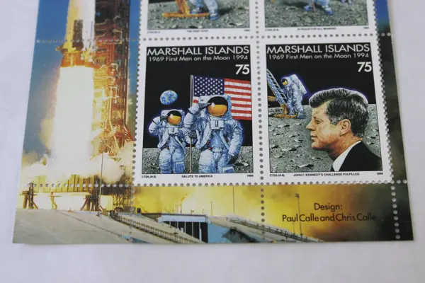 Set Of 2 Marshall Islands 25th Anniversary First Man On Moon Stamp Sheets #586b