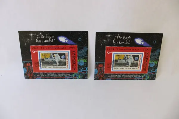 Set Of 2 Micronesia 25th Anniversary First Man On Moon Stamp Sheets #C49