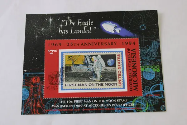 Set Of 2 Micronesia 25th Anniversary First Man On Moon Stamp Sheets #C49