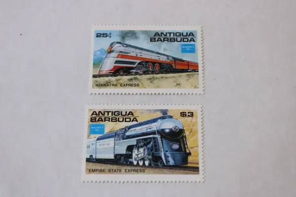Lot of 5 Antigua And Barbuda Train Stamps AMERIPEX 1986 MNH