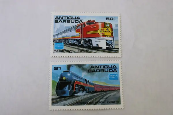 Lot of 5 Antigua And Barbuda Train Stamps AMERIPEX 1986 MNH