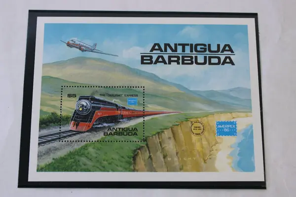 Lot of 5 Antigua And Barbuda Train Stamps AMERIPEX 1986 MNH