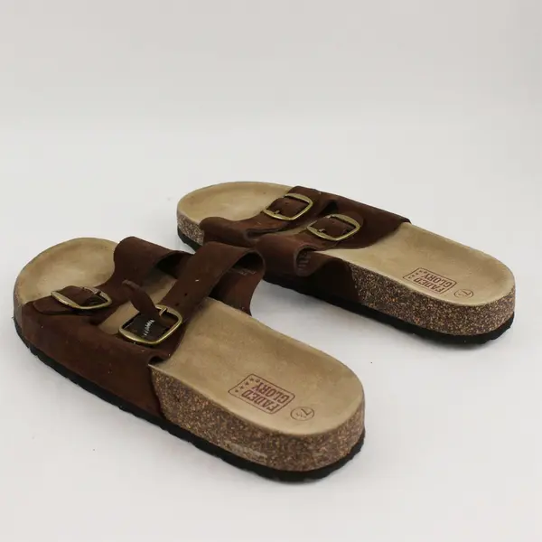 Faded Glory Brown Leather Buckle Sandals Women's U.S. Size 7.5