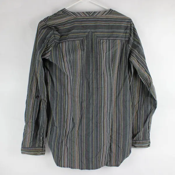 Royal Robbins Womens Gray Multicolor Striped Snap Blouse Size S