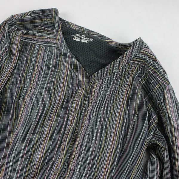 Royal Robbins Womens Gray Multicolor Striped Snap Blouse Size S