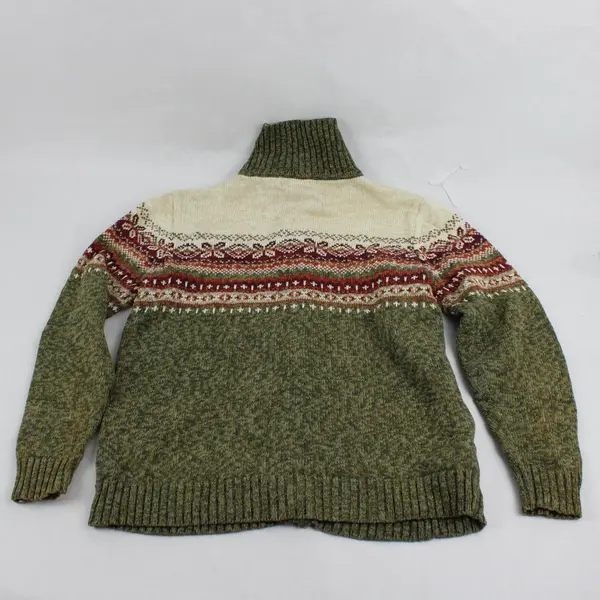 VTG Heirloom Collectibles Green Orange Cream Zip-Up Sweater Women's Small FLAWED