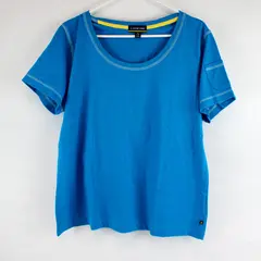 Lands' End Women's Blue Solid Short Sleeve T-Shirt XL(18-20) 