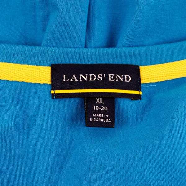 Lands' End Women's Blue Solid Short Sleeve T-Shirt XL(18-20) 