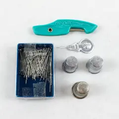 Assorted Sewing Tools Lot Pins Thimbles Needle Threader Seam Ripper