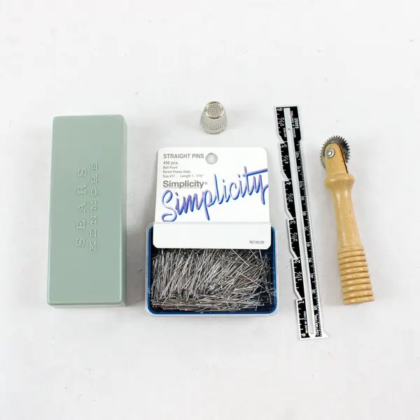 Lot of Sewing Tools Accessories Sears Kenmore Bobbin Case Pins Thimble Ruler