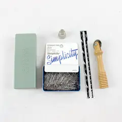 Lot of Sewing Tools Accessories Sears Kenmore Bobbin Case Pins Thimble Ruler