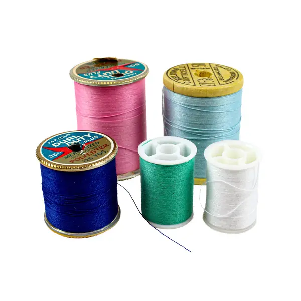 Lot of 5 J&P Coats Corticelli Sewing Thread Spools Blue Pink Green White