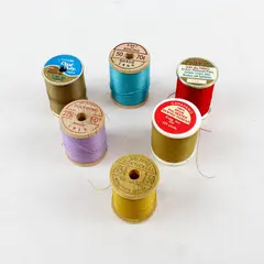 Lot of 6 Sewing Thread Spools Assorted Colors Craft Mending