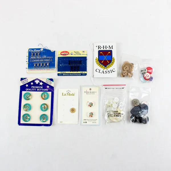 Mixed Lot Sewing Notions Fasteners Buttons Hook & Eye Assorted