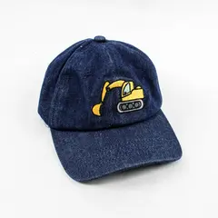 Unbranded Kids Embroidered Excavator Denim Baseball Cap Adjustable 