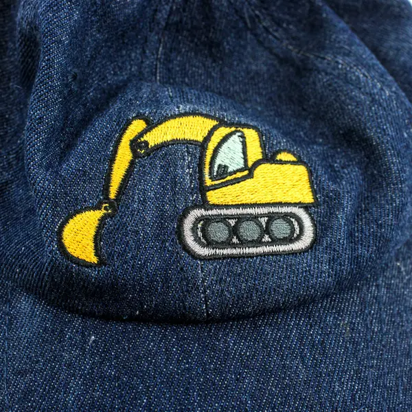 Unbranded Kids Embroidered Excavator Denim Baseball Cap Adjustable 