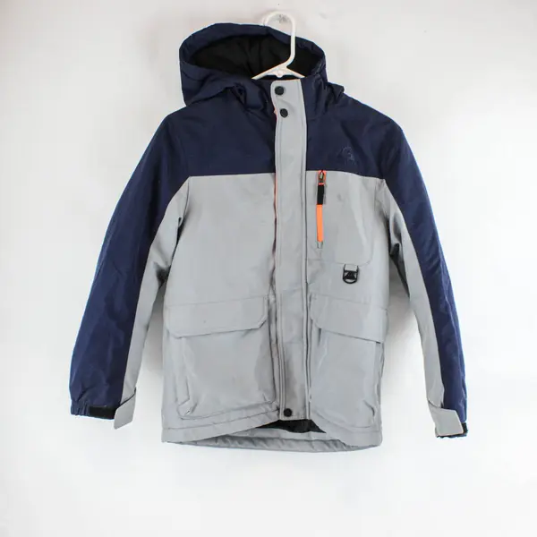 Gerry Ski Jacket Boys Medium 10-12 Gray Blue Full Zip Hooded Warm