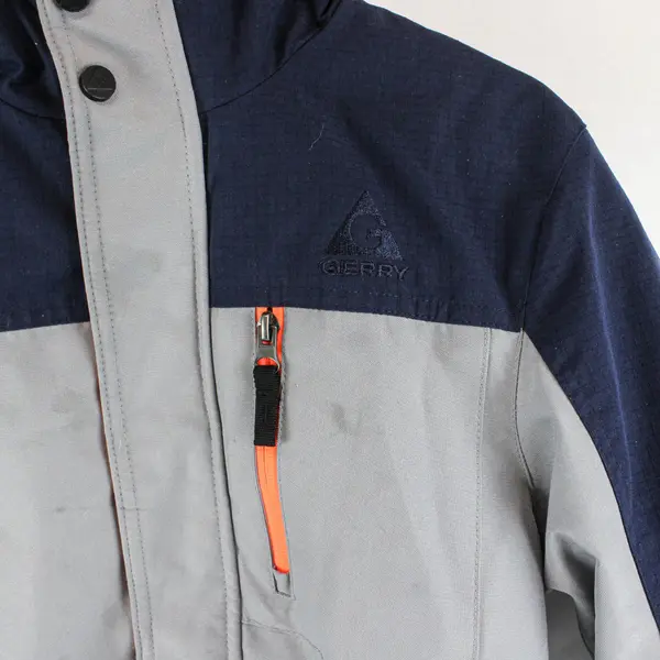 Gerry Ski Jacket Boys Medium 10-12 Gray Blue Full Zip Hooded Warm