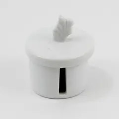 Vintage White Porcelain Postage Stamp Dispenser With Leaf Top